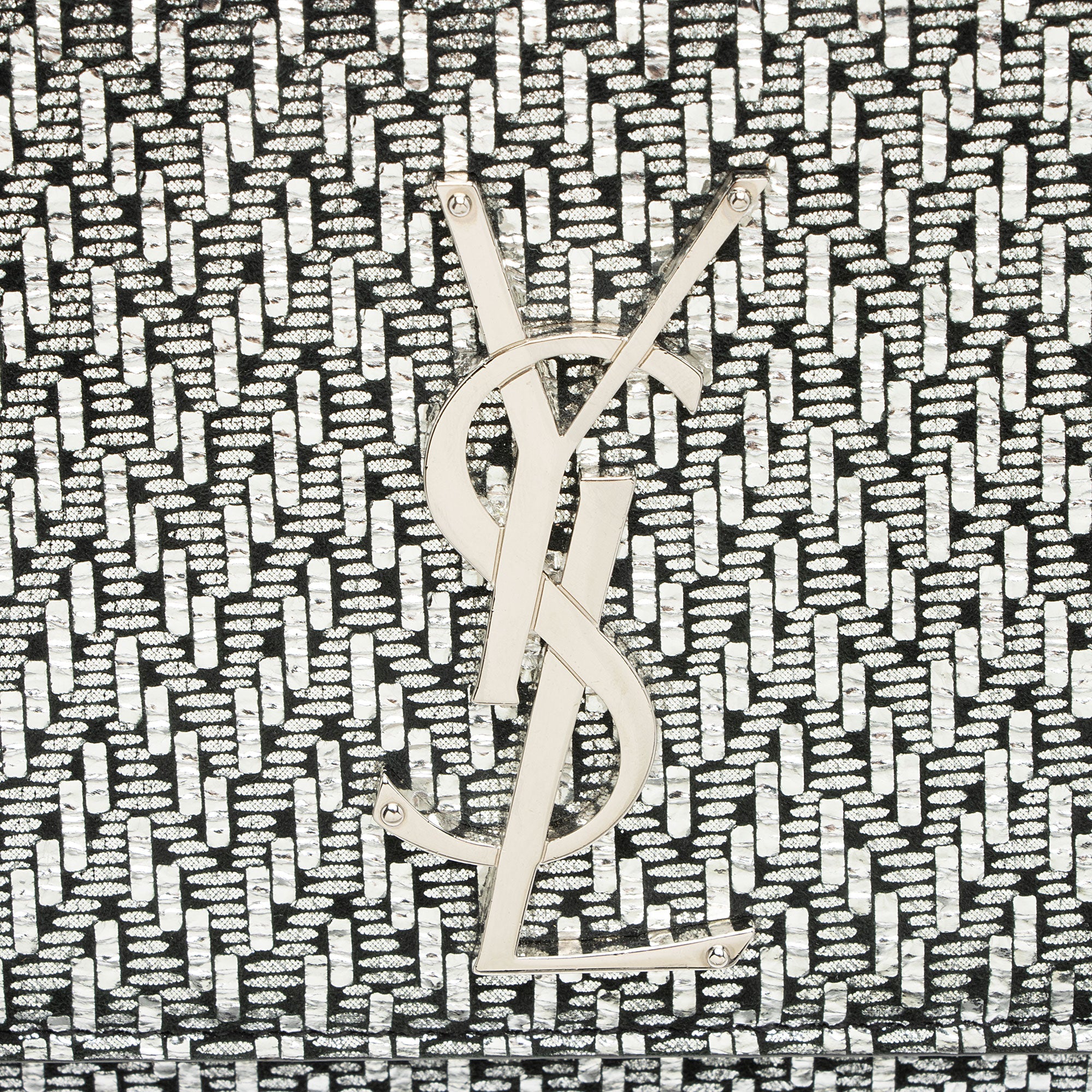 Saint Laurent Metallic Woven Leather Monogram Kate Small Shoulder Bag