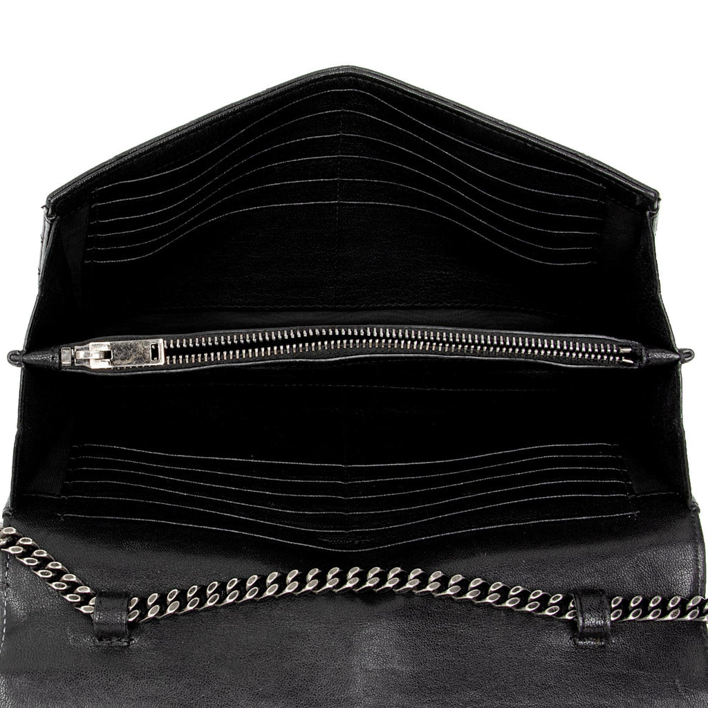 Saint Laurent Mixed Matelasse Calfskin Monogram Chain Wallet (SHF-f944Ez)