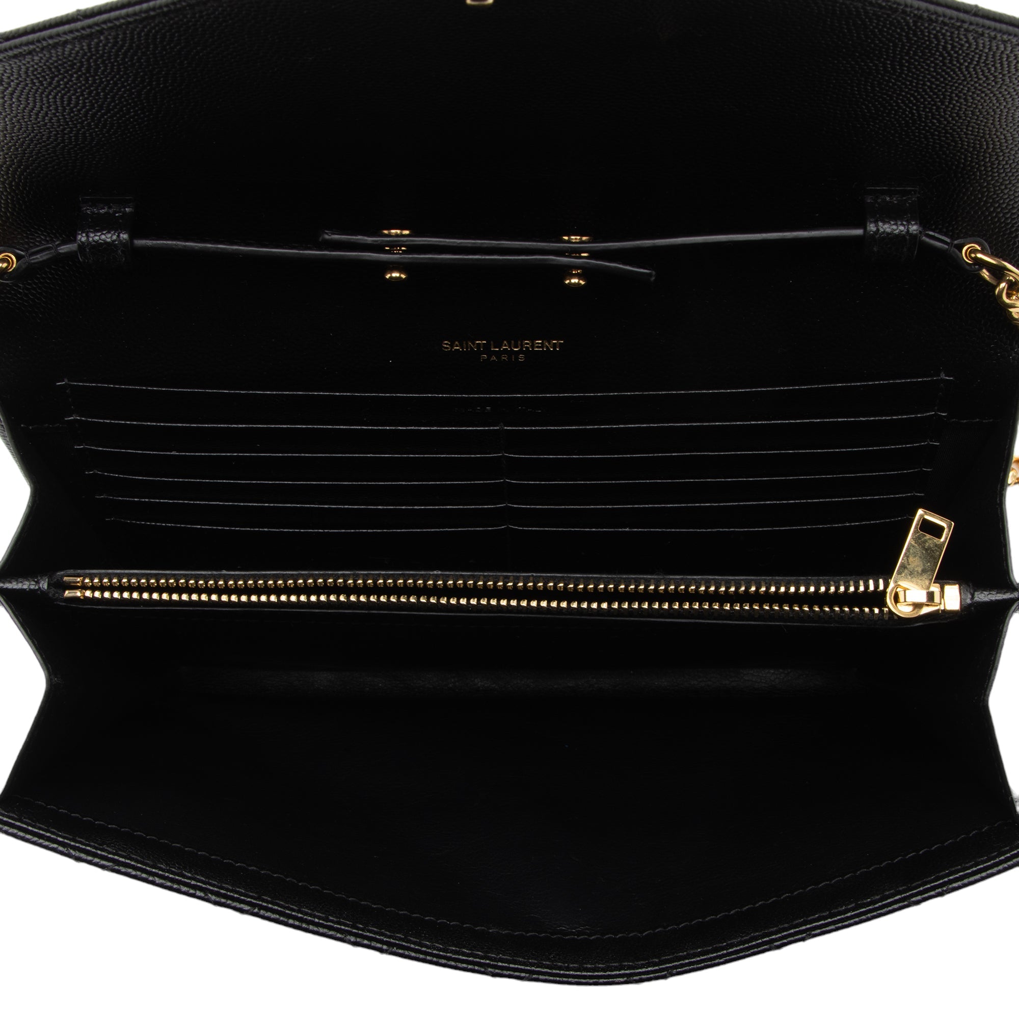 Saint Laurent Mixed Matelasse Calfskin Monogram Chain Wallet (SHF-q01O3t)