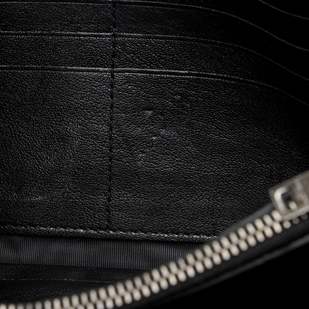Saint Laurent Mixed Matelasse Grain de Poudre Embellished Monogram Chain Wallet