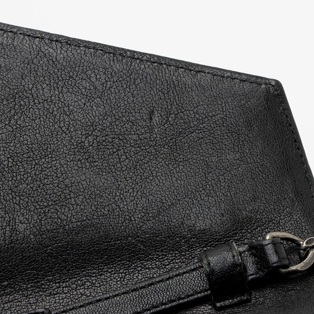 Saint Laurent Mixed Matelasse Grain de Poudre Embellished Monogram Chain Wallet