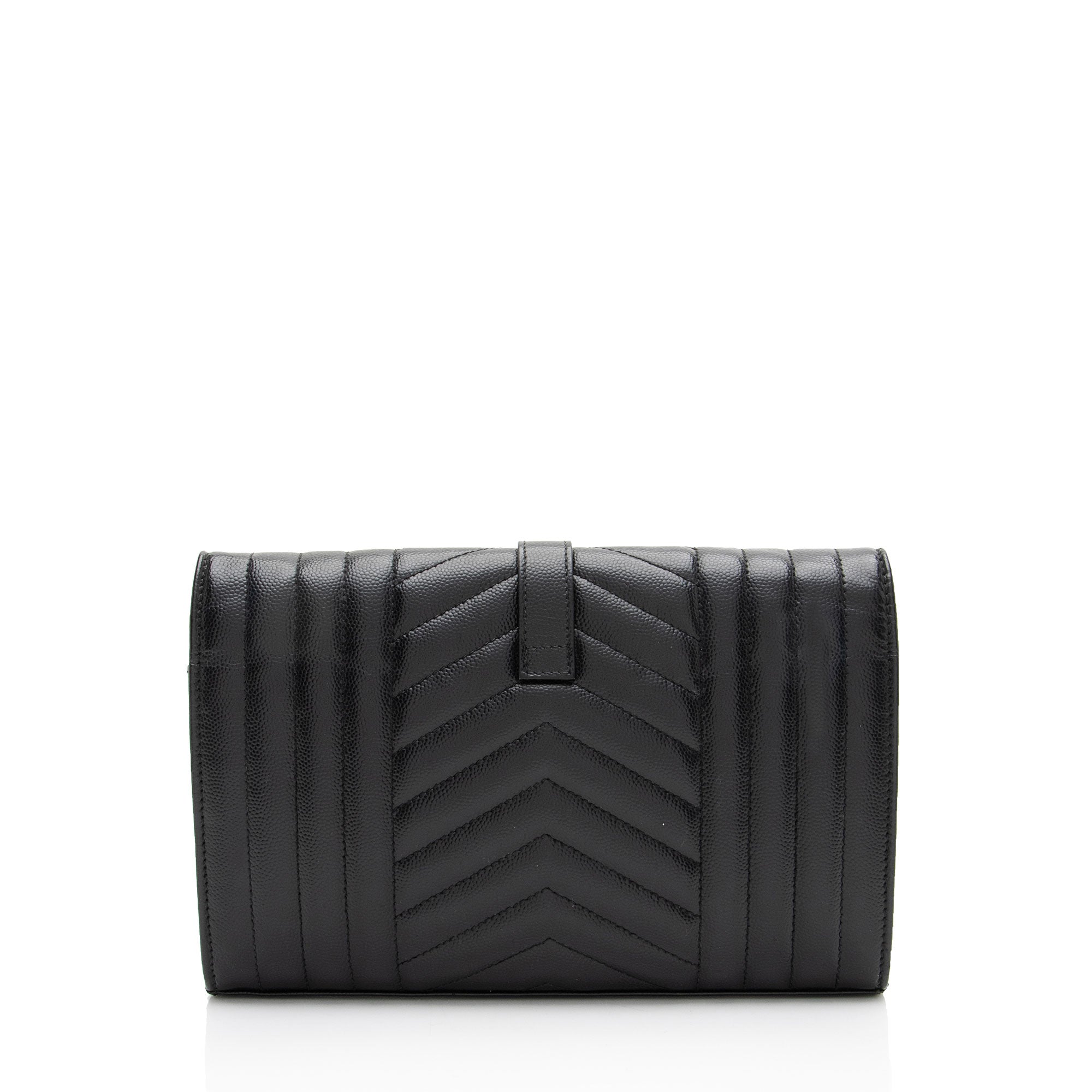 Saint Laurent Mixed Matelasse Grain de Poudre Monogram Chain Wallet