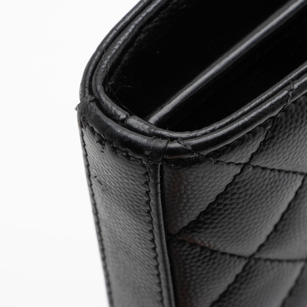 Saint Laurent Mixed Matelasse Grain de Poudre Monogram Chain Wallet