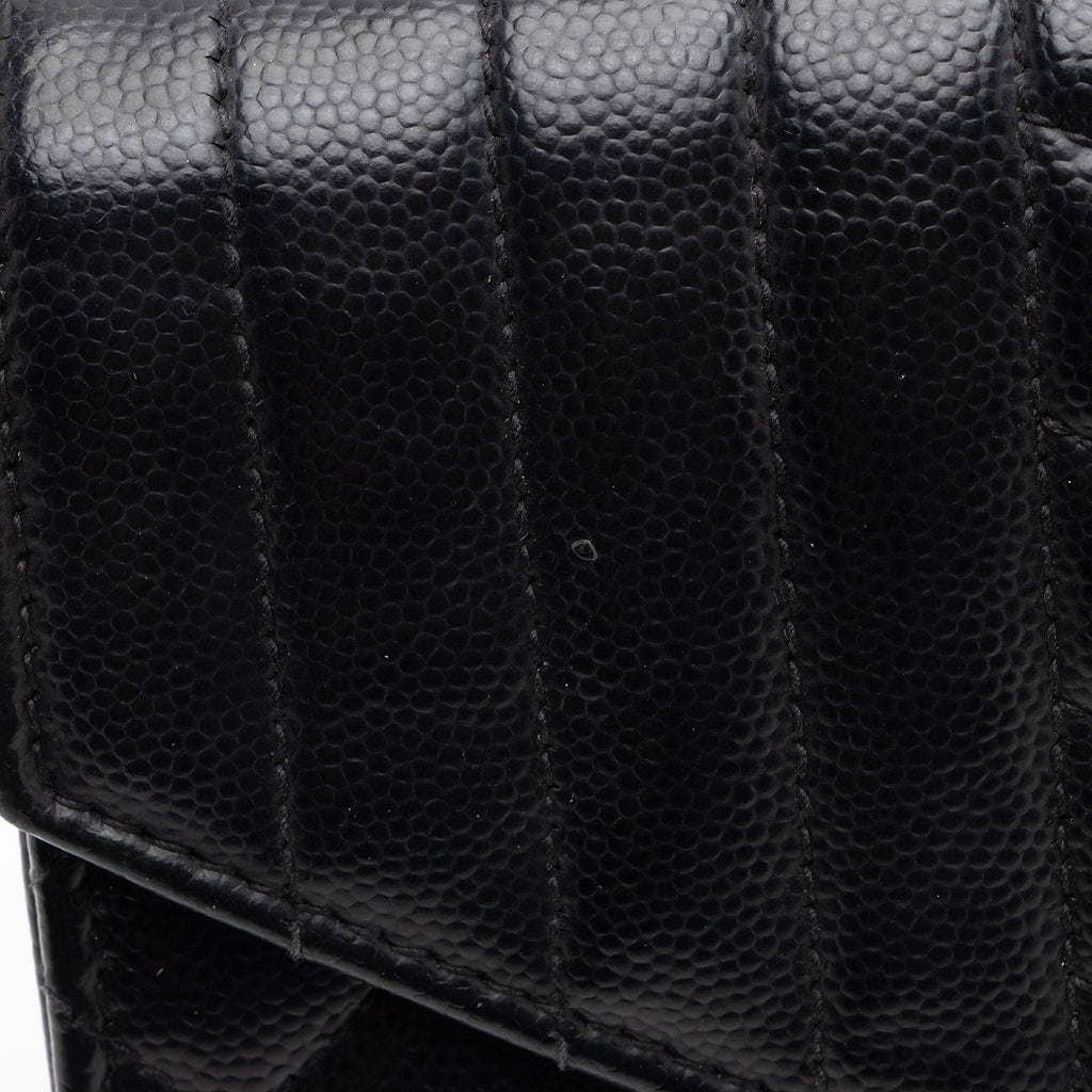Saint Laurent Mixed Matelasse Grain de Poudre Monogram Chain Wallet