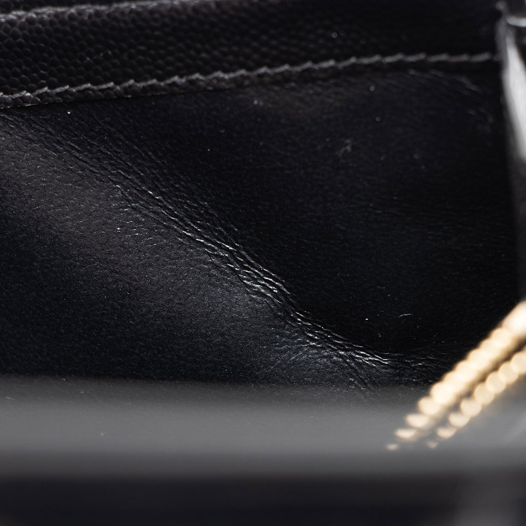 Saint Laurent Mixed Matelasse Grain de Poudre Monogram Chain Wallet