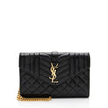 Saint Laurent Mixed Matelasse Grain de Poudre Monogram Chain Wallet