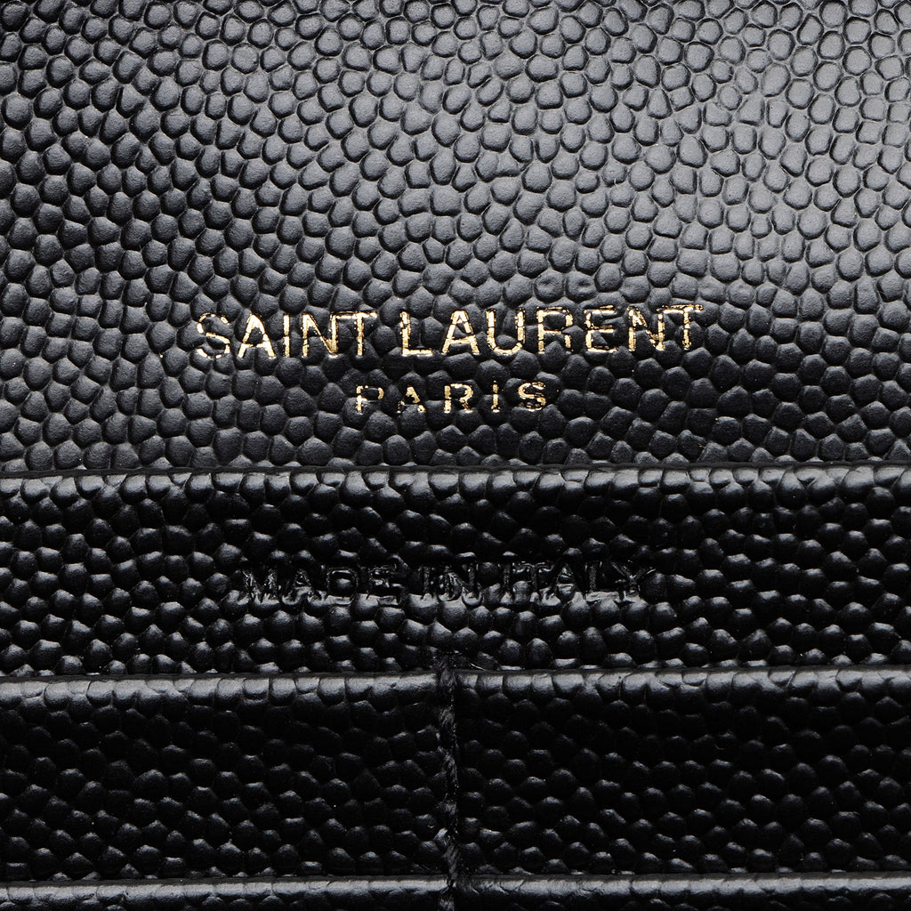 Saint Laurent Mixed Matelasse Grain de Poudre Monogram Chain Wallet
