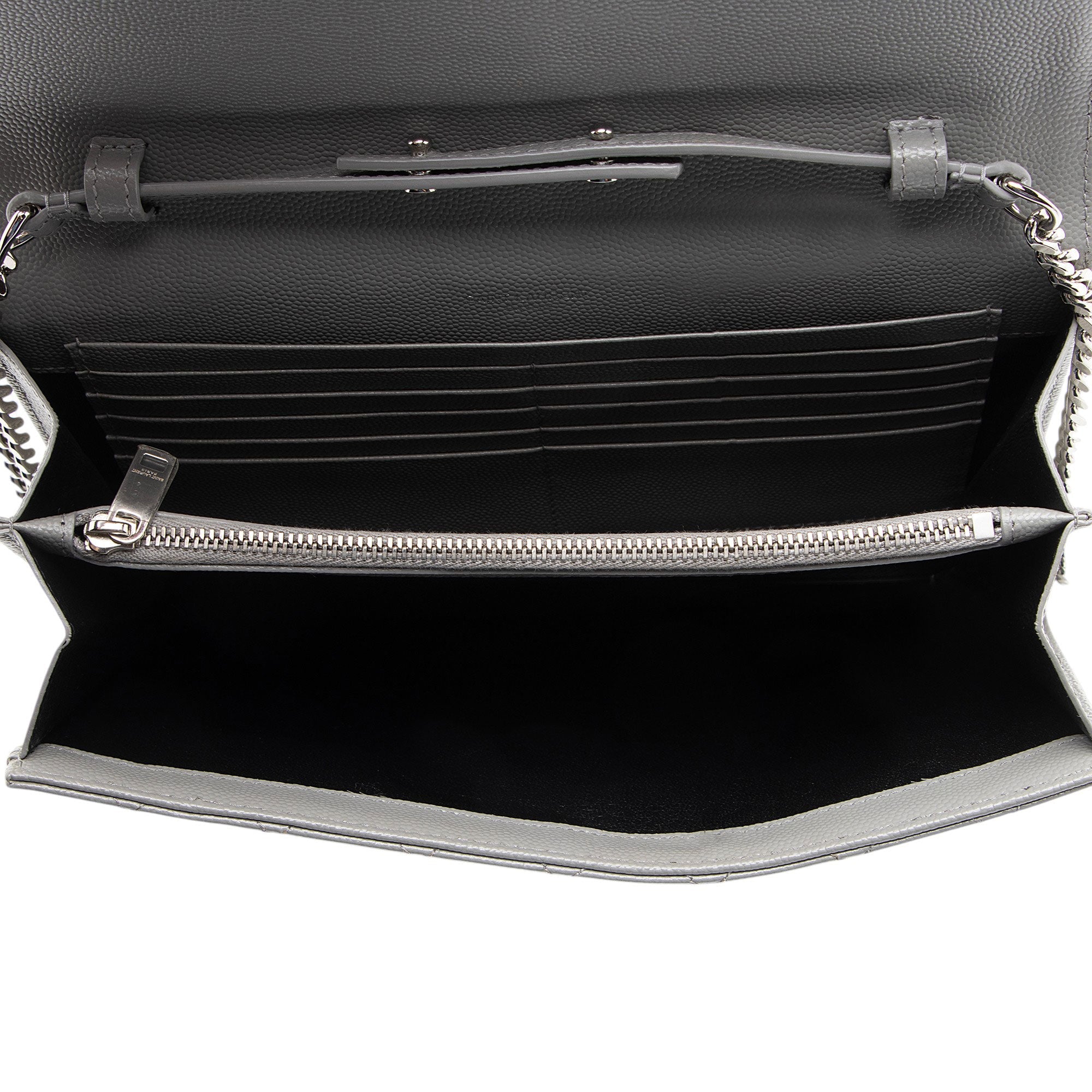 Saint Laurent Mixed Matelasse Grain de Poudre Monogram Chain Wallet