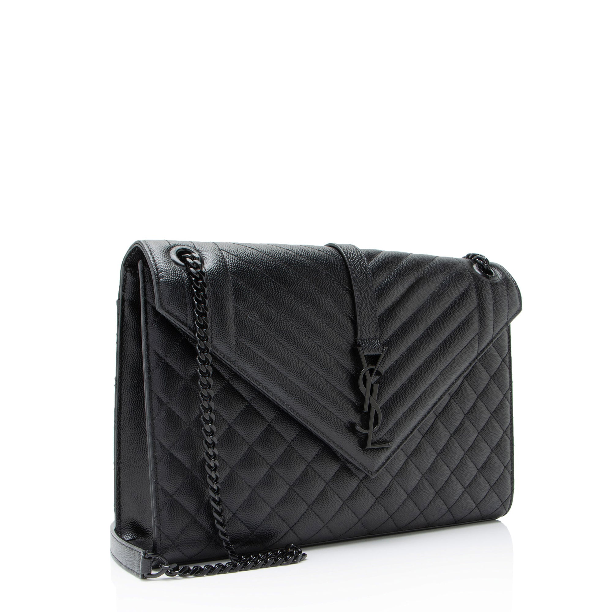 Saint Laurent Mixed Matelasse Grain de Poudre Monogram Large Shoulder Bag