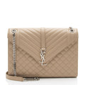 Saint Laurent Mixed Matelasse Grain de Poudre Monogram Large Shoulder Bag