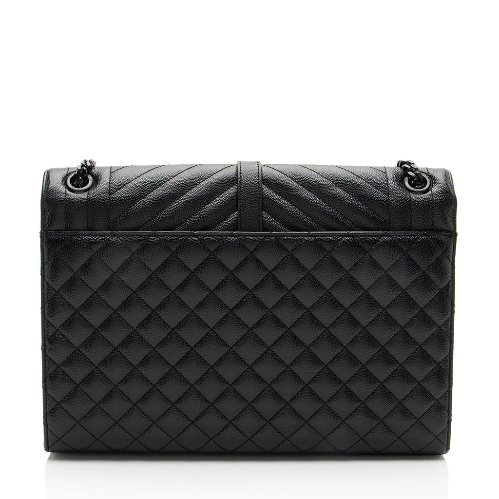 Saint Laurent Mixed Matelasse Grain de Poudre Monogram Large Shoulder Bag
