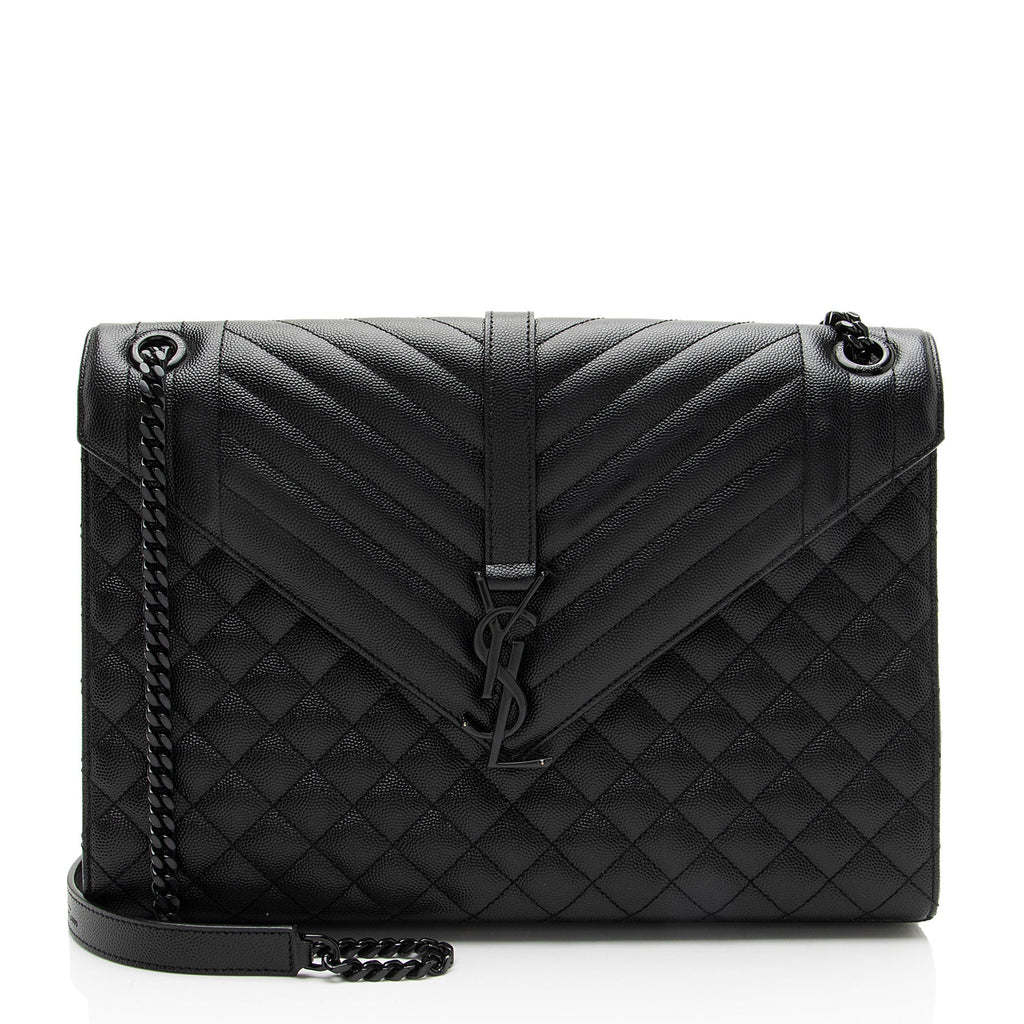 Saint Laurent Mixed Matelasse Grain de Poudre Monogram Large Shoulder Bag
