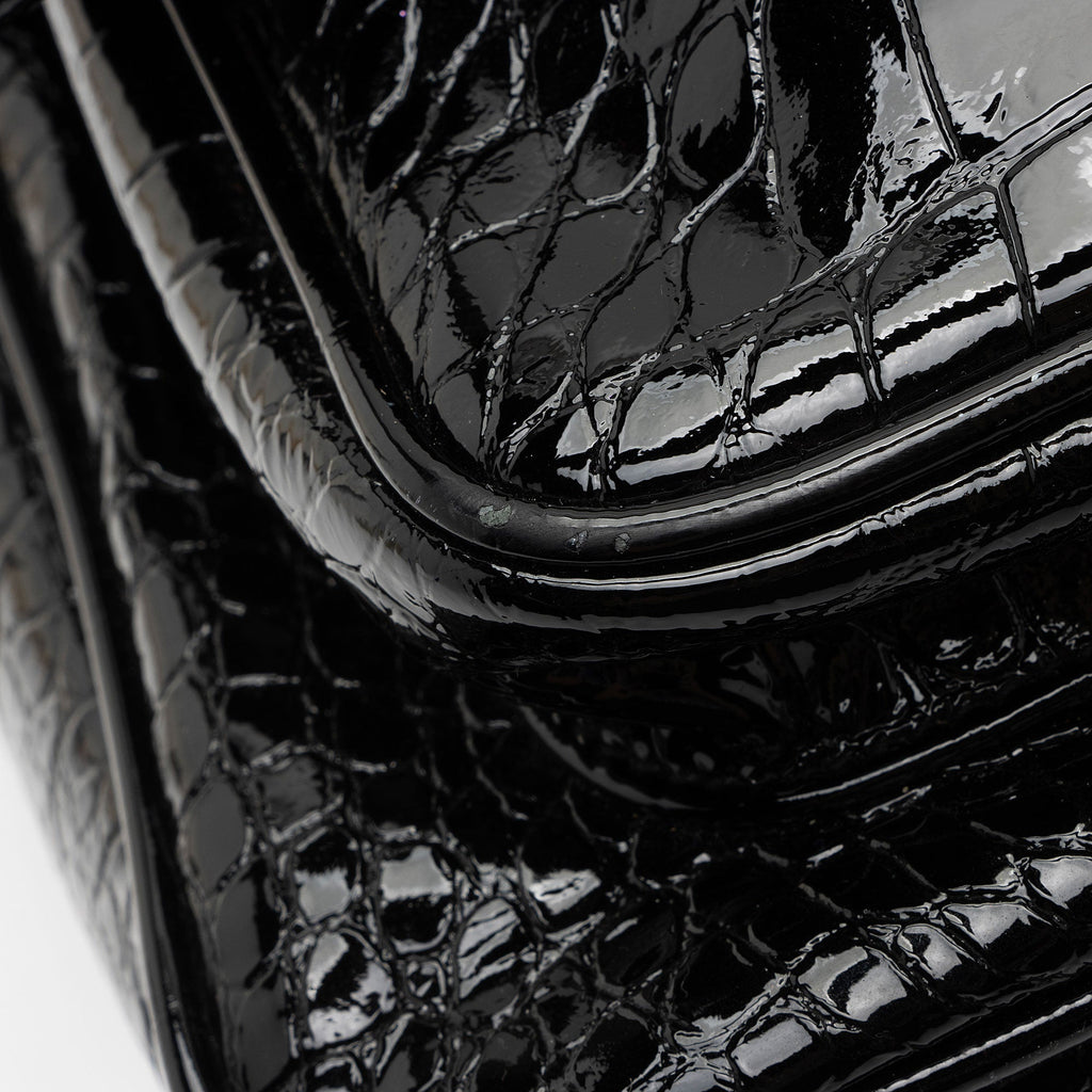 Saint Laurent Patent Croc Embossed Leather Monogram Niki Medium Shoulder Bag (SHF-zhfiM7)