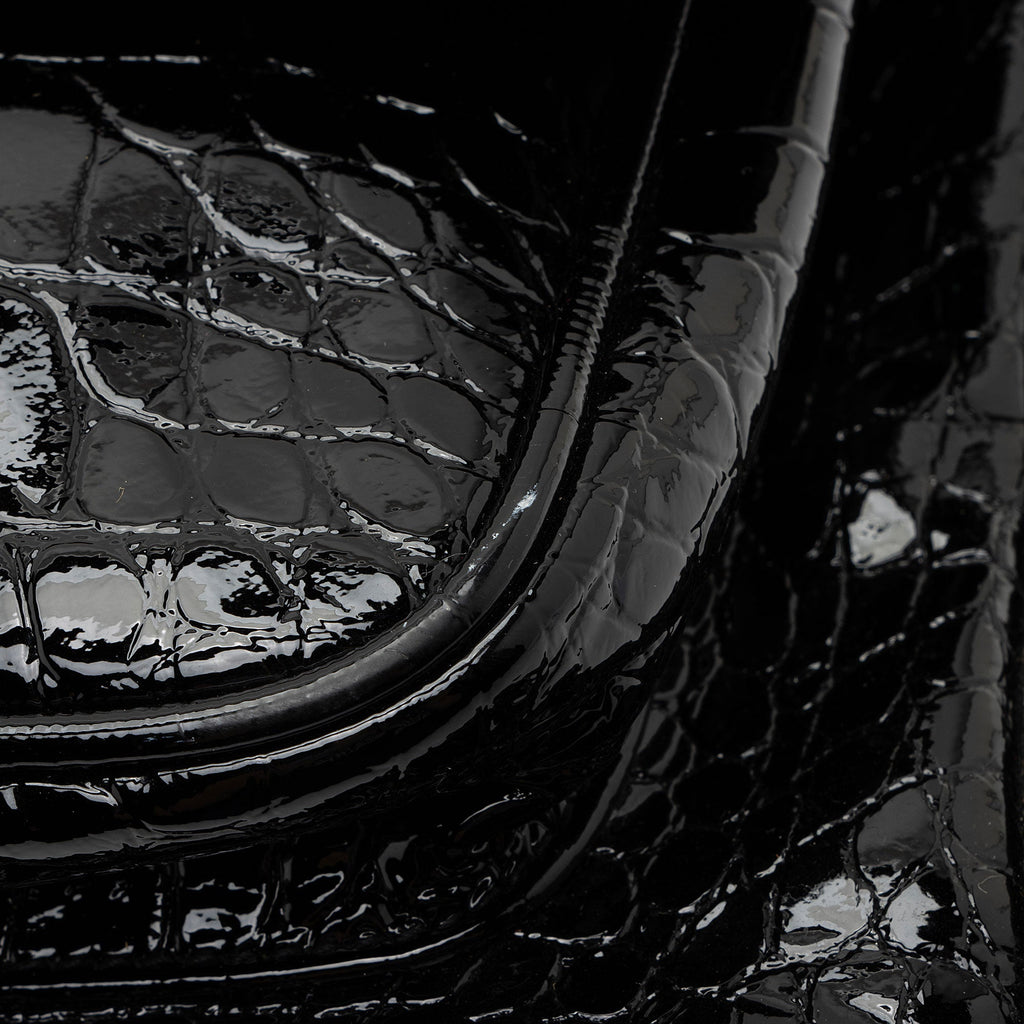 Saint Laurent Patent Croc Embossed Leather Monogram Niki Medium Shoulder Bag (SHF-zhfiM7)