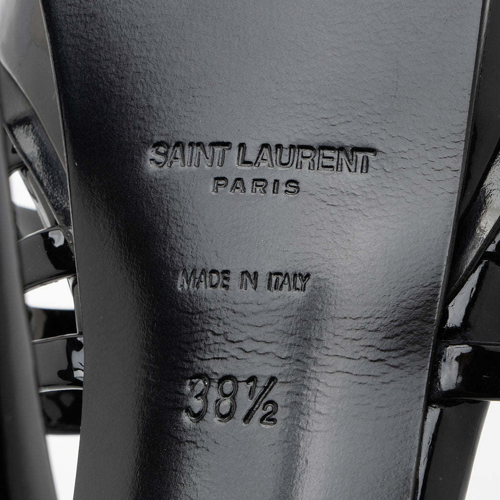 Saint Laurent Patent Leather Criss Cross Platform Sandals - Size 8.5 / 38.5