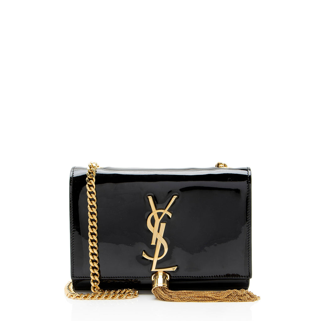 Saint Laurent Patent Leather Monogram Kate Tassel Mini Shoulder Bag
