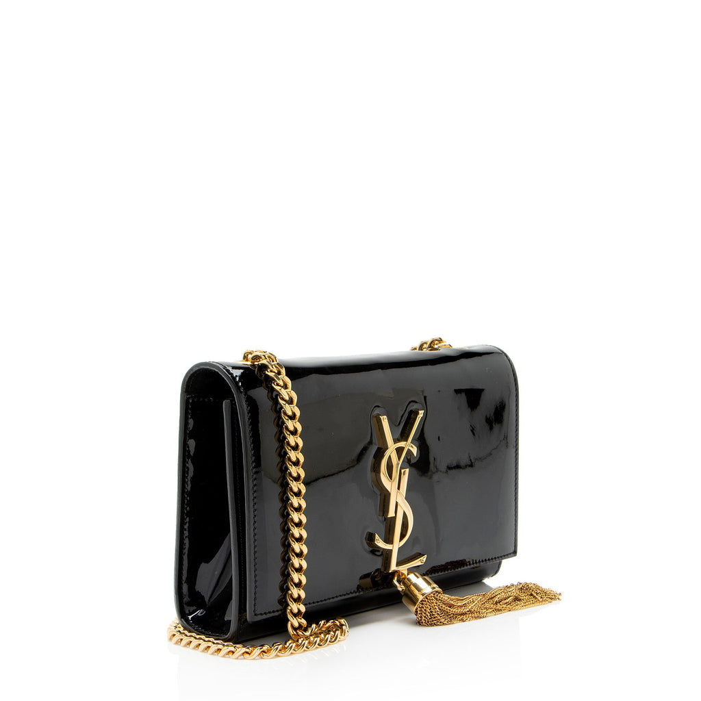 Saint Laurent Patent Leather Monogram Kate Tassel Mini Shoulder Bag