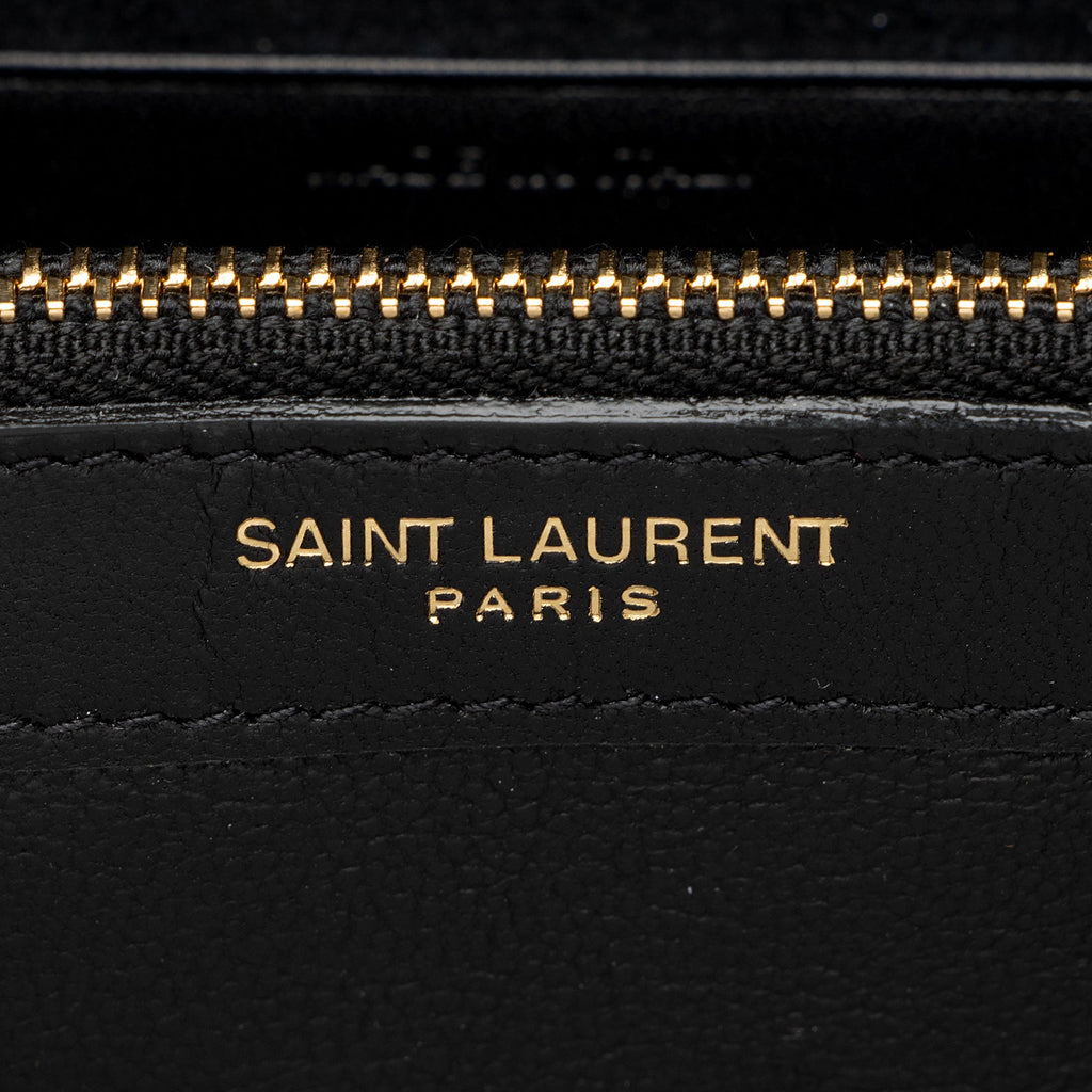 Saint Laurent Patent Leather Monogram Kate Wallet on Chain (SHF-T42QXZ)