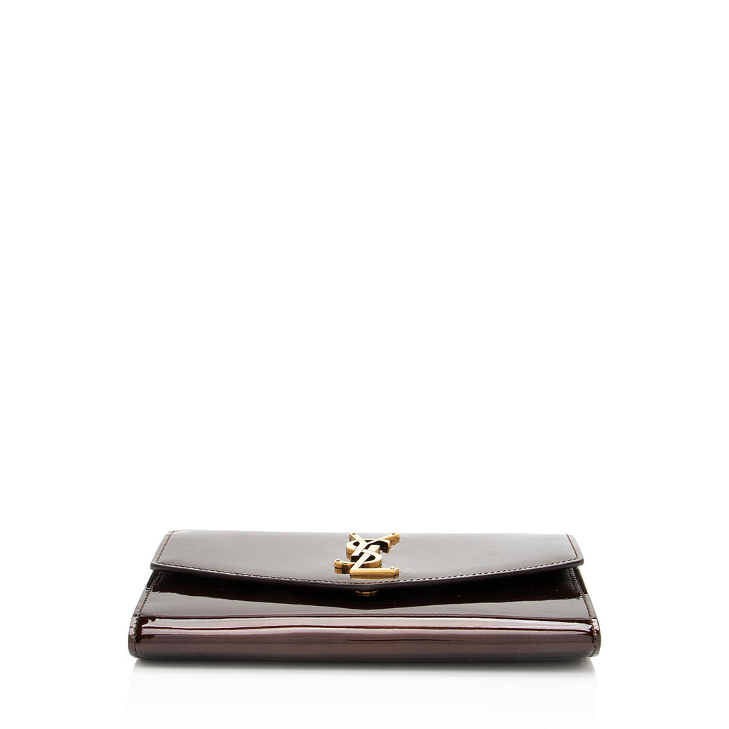 Saint Laurent Patent Leather Monogram Uptown Chain Wallet