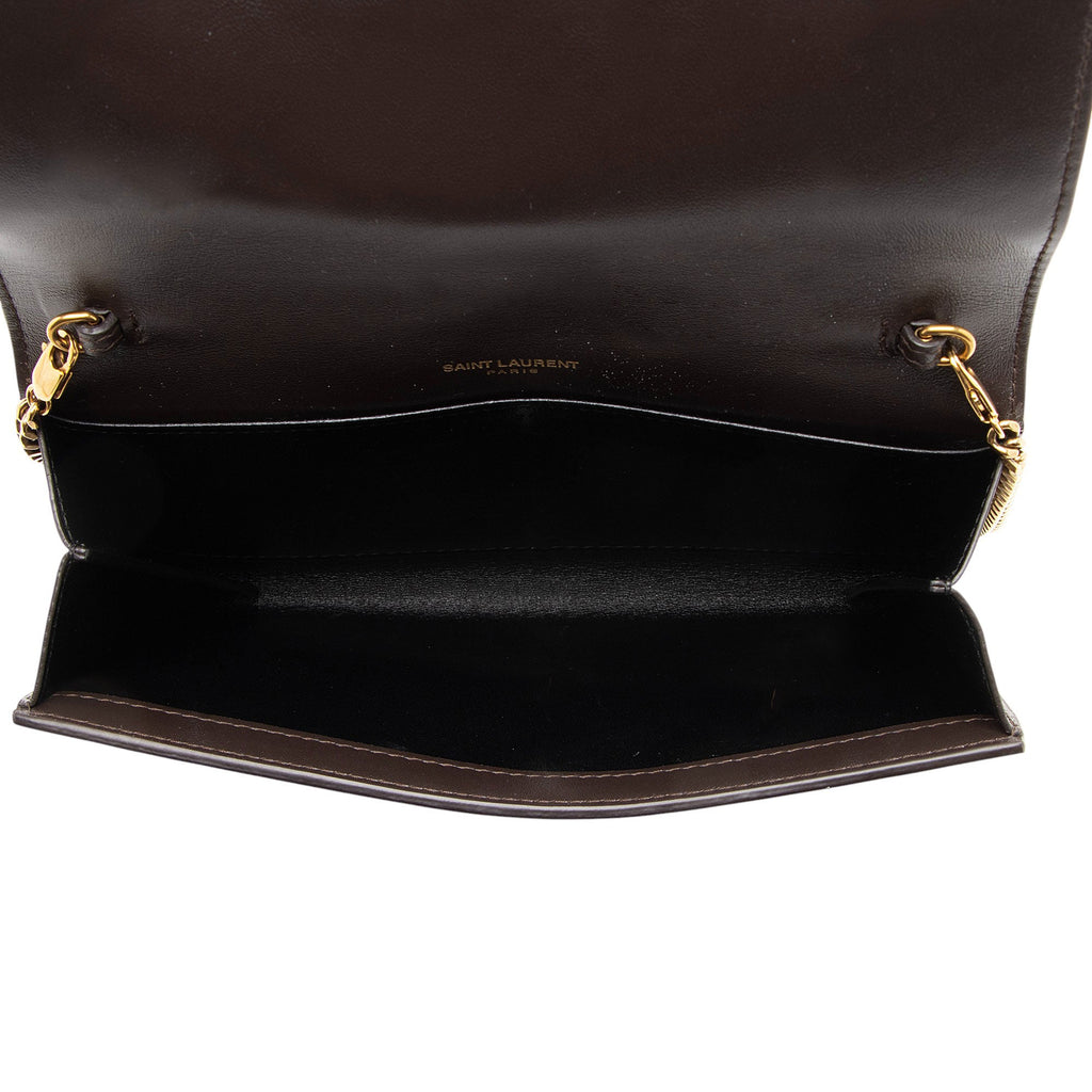 Saint Laurent Patent Leather Monogram Uptown Chain Wallet