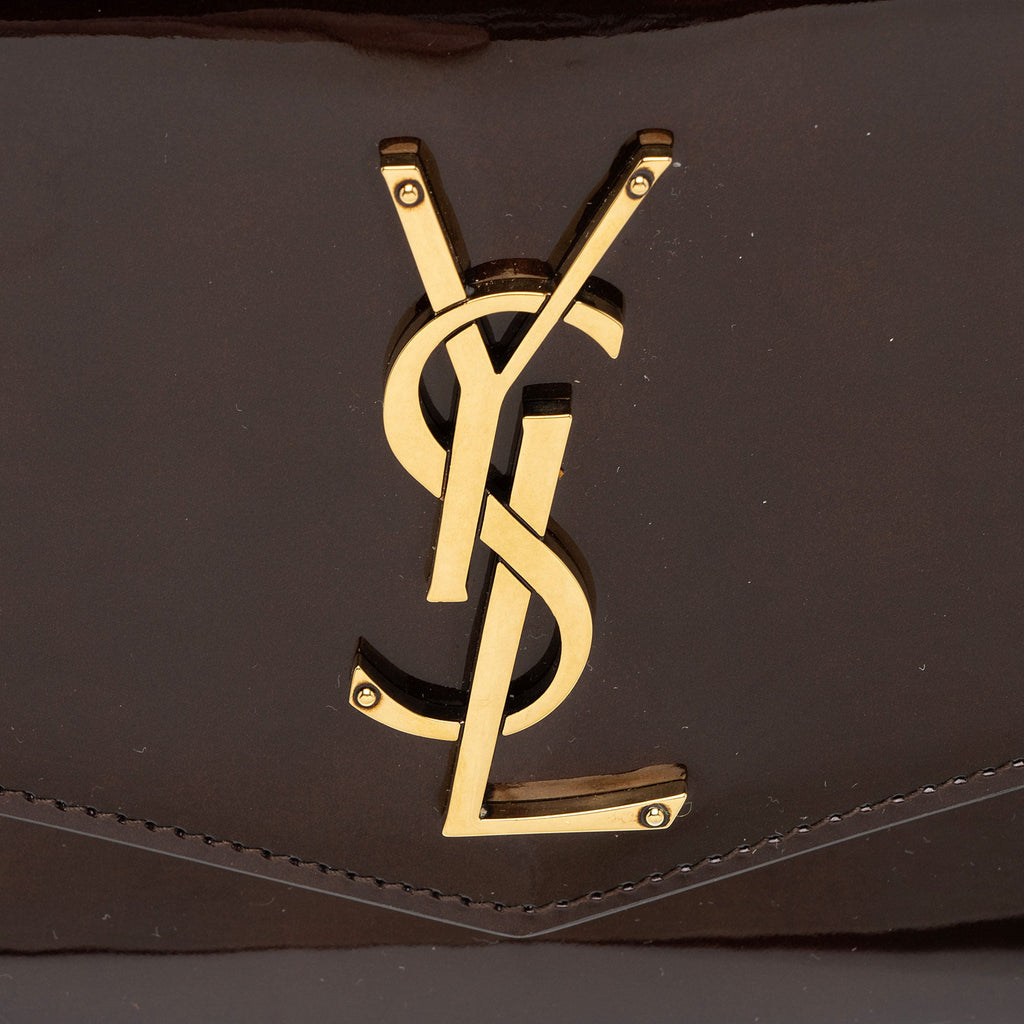 Saint Laurent Patent Leather Monogram Uptown Chain Wallet