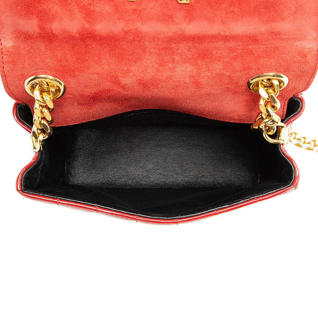 Saint Laurent Patent Leather Monogram Vicky Small Shoulder Bag