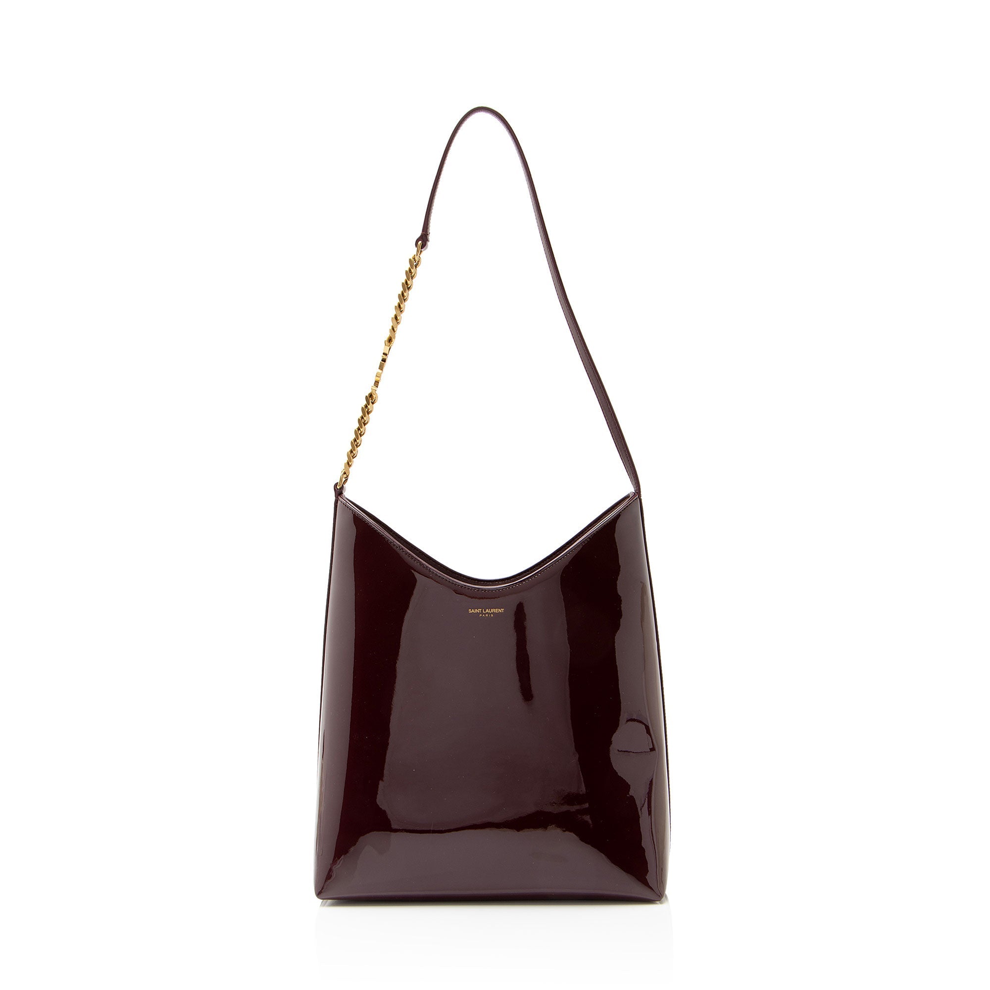 Saint Laurent Patent Leather Rendez-Vouz Medium Hobo