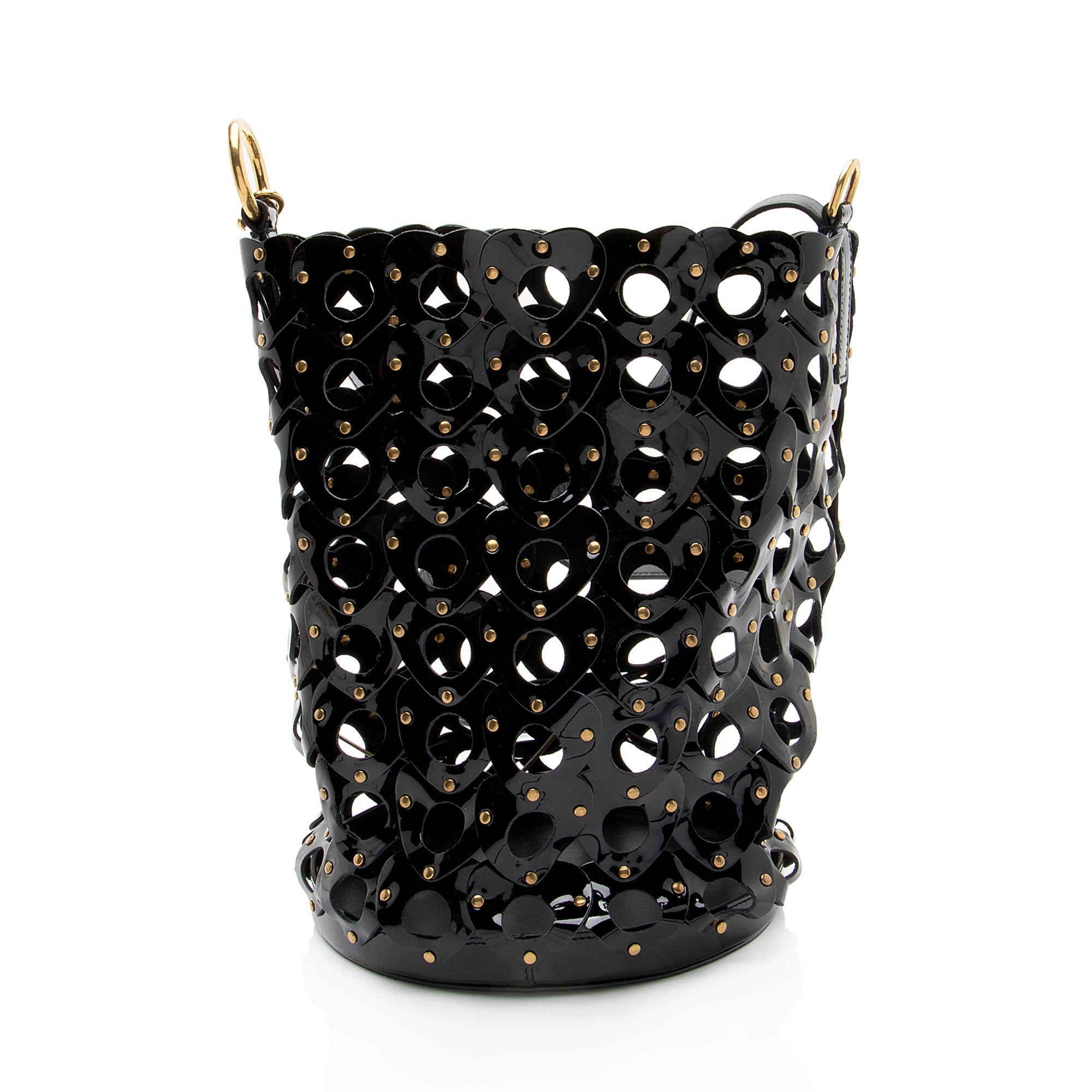Saint Laurent Patent Leather Studded Seau Coeur Bucket Bag