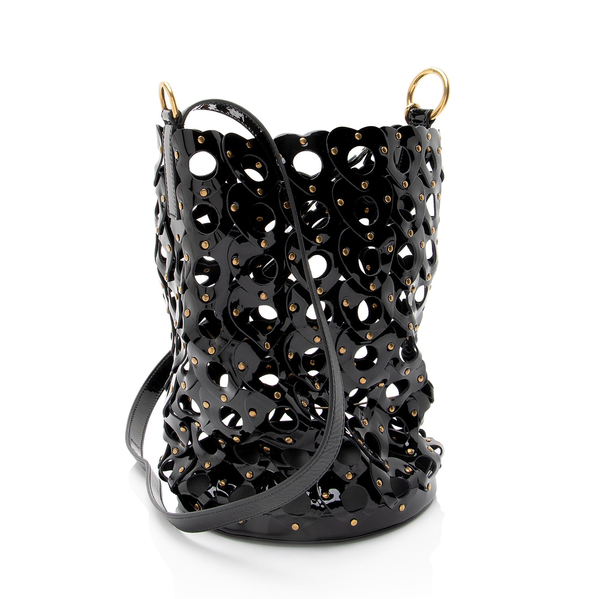 Saint Laurent Patent Leather Studded Seau Coeur Bucket Bag