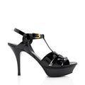 Saint Laurent Patent Leather Tribute Platform Sandals - Size 7.5 / 37.5 (SHF-xmu793)
