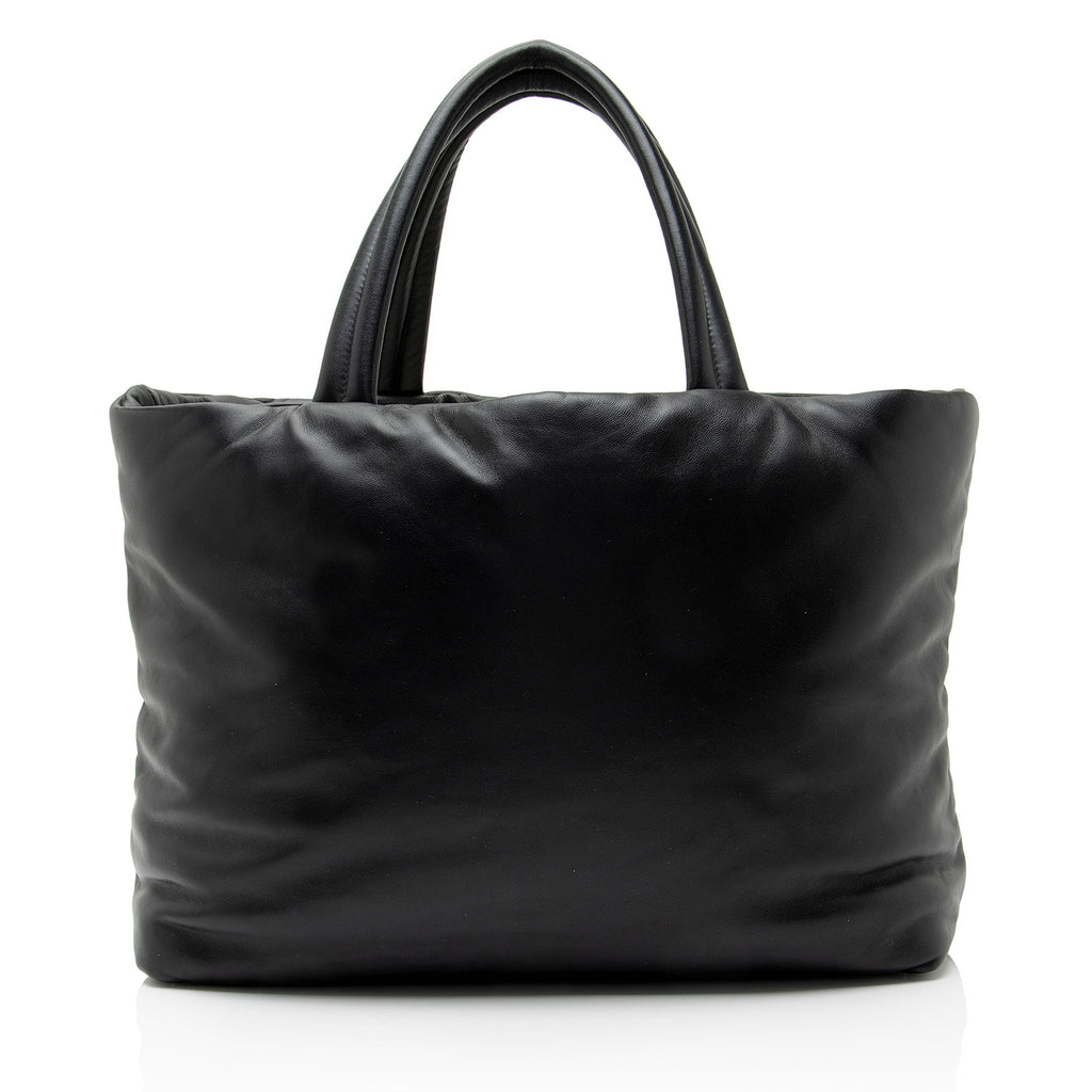 Saint Laurent Puffed Leather Logo Shopping Tote