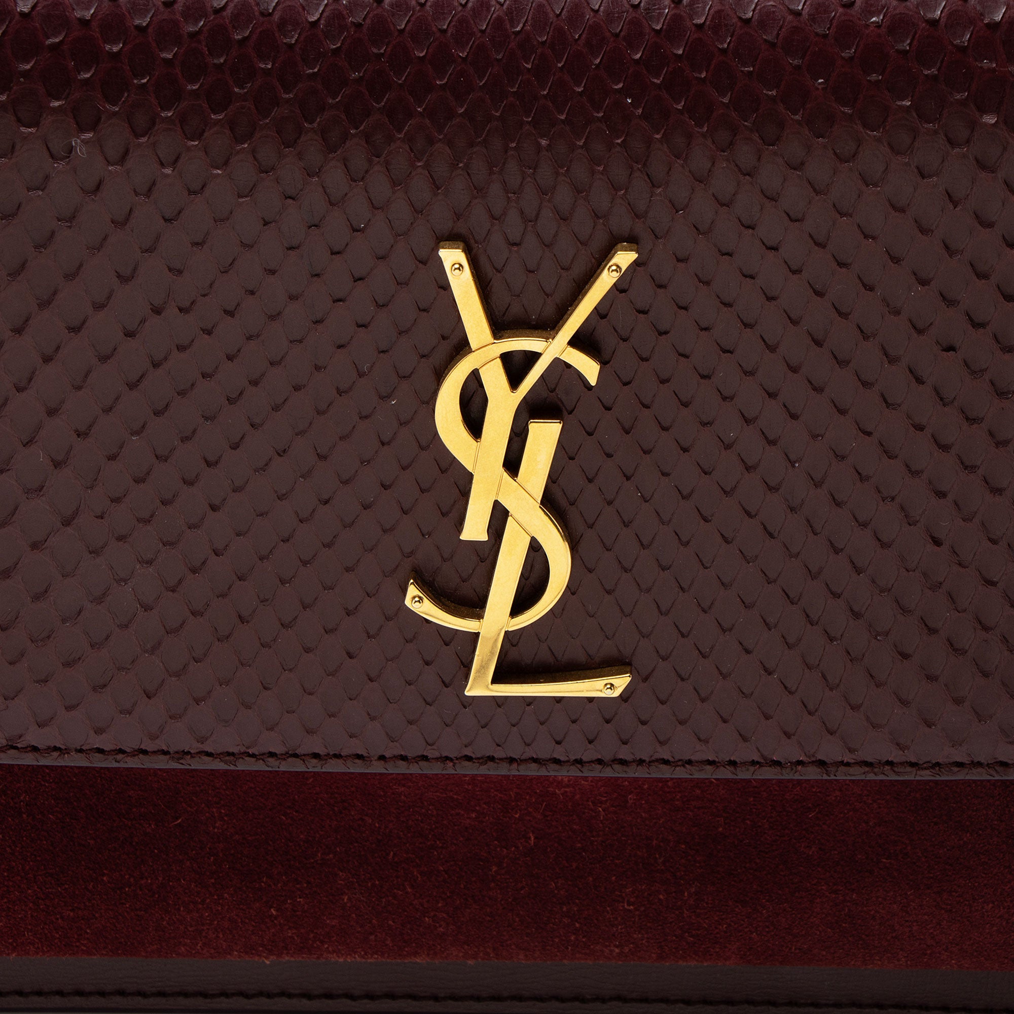 Saint Laurent Python Suede Monogram Sunset Medium Shoulder Bag