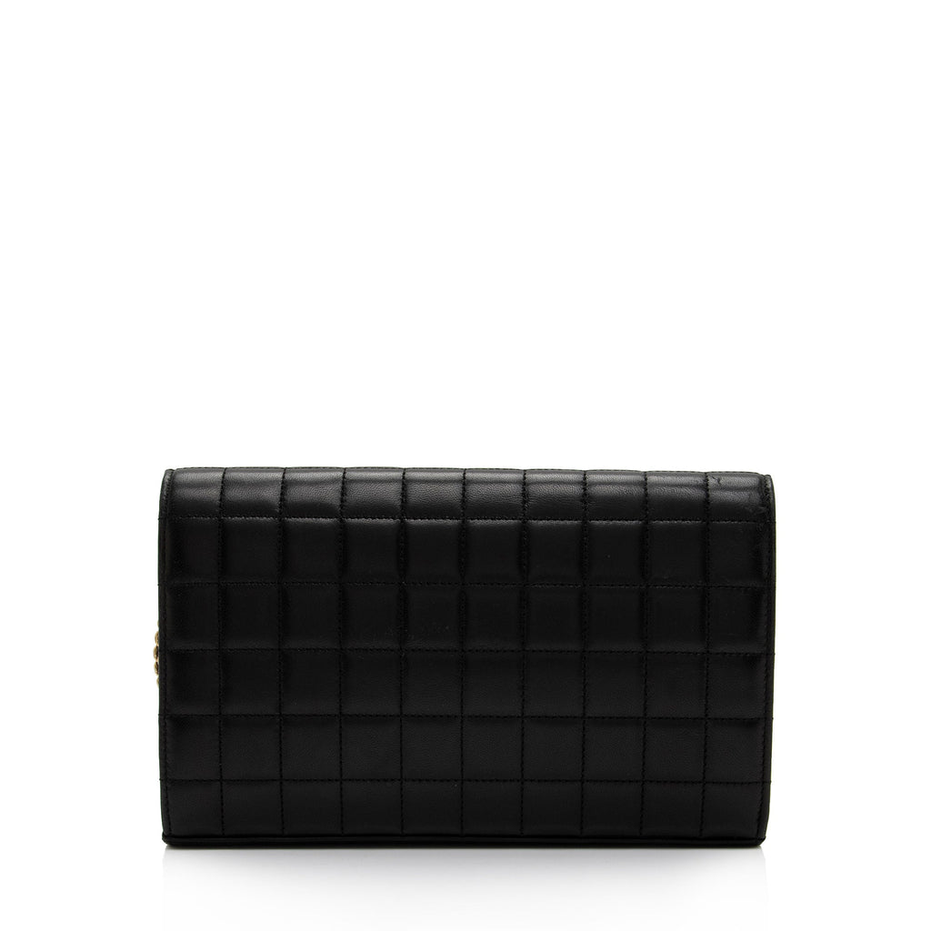 Saint Laurent Quilted Lambskin Monogram Cassandre Chain Wallet (SHF-4bOtX7)