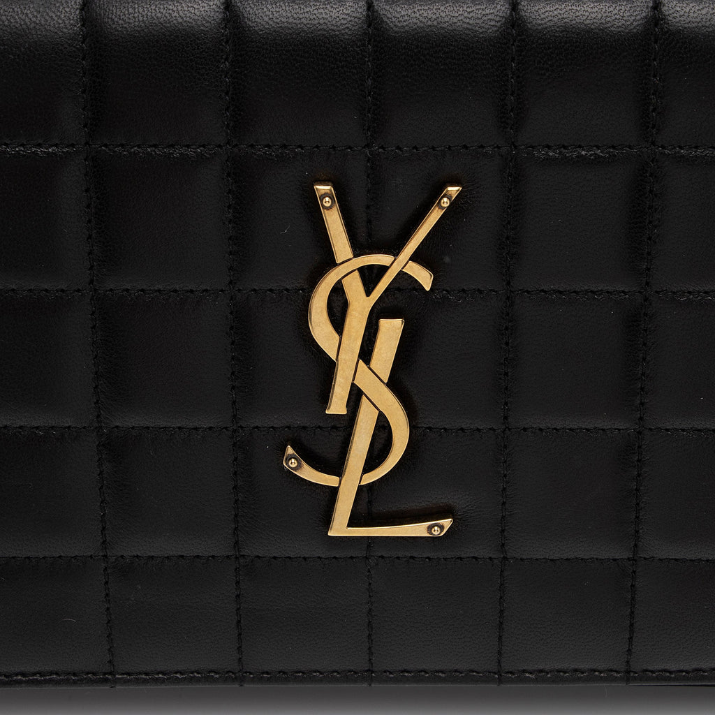 Saint Laurent Quilted Lambskin Monogram Cassandre Chain Wallet (SHF-4bOtX7)