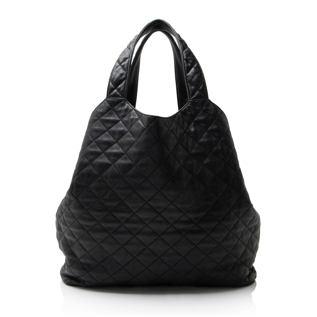 Saint Laurent Quilted Lambskin Monogram Icare Maxi Shopping Tote