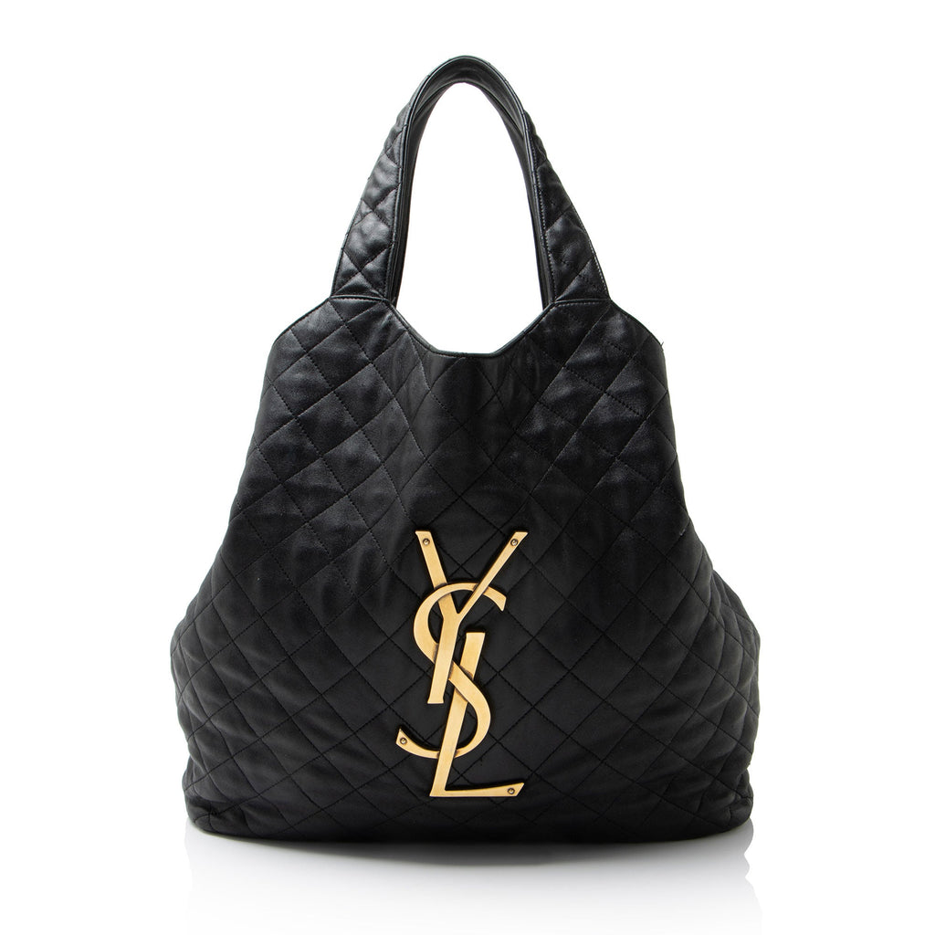 Saint Laurent Quilted Lambskin Monogram Icare Maxi Shopping Tote
