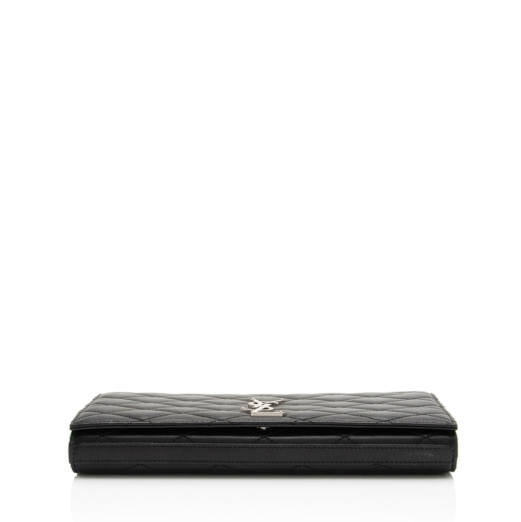 Saint Laurent Quilted Lambskin Monogram Kate Clutch
