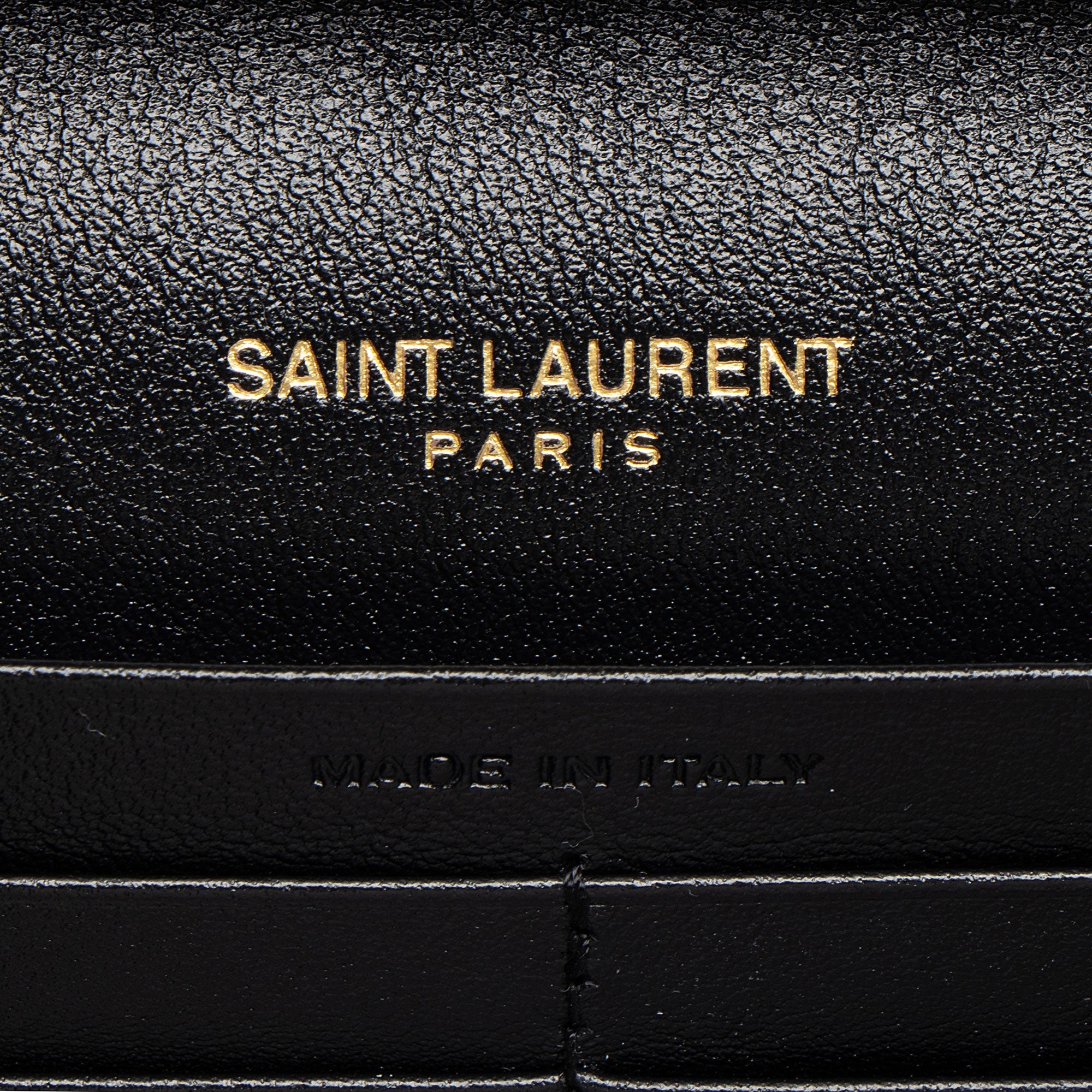Saint Laurent Quilted Patent Leather Monogram Cassandre Chain Wallet