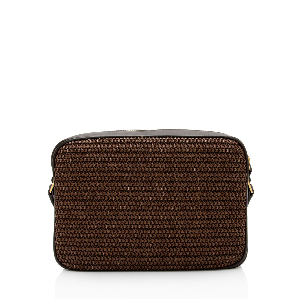 Saint Laurent Raffia Calfskin Monogram Lou Camera Bag (SHF-PUUOKP)