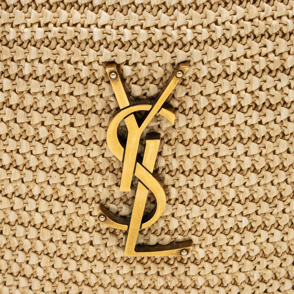 Saint Laurent Raffia Calfskin Monogram Lou Camera Bag