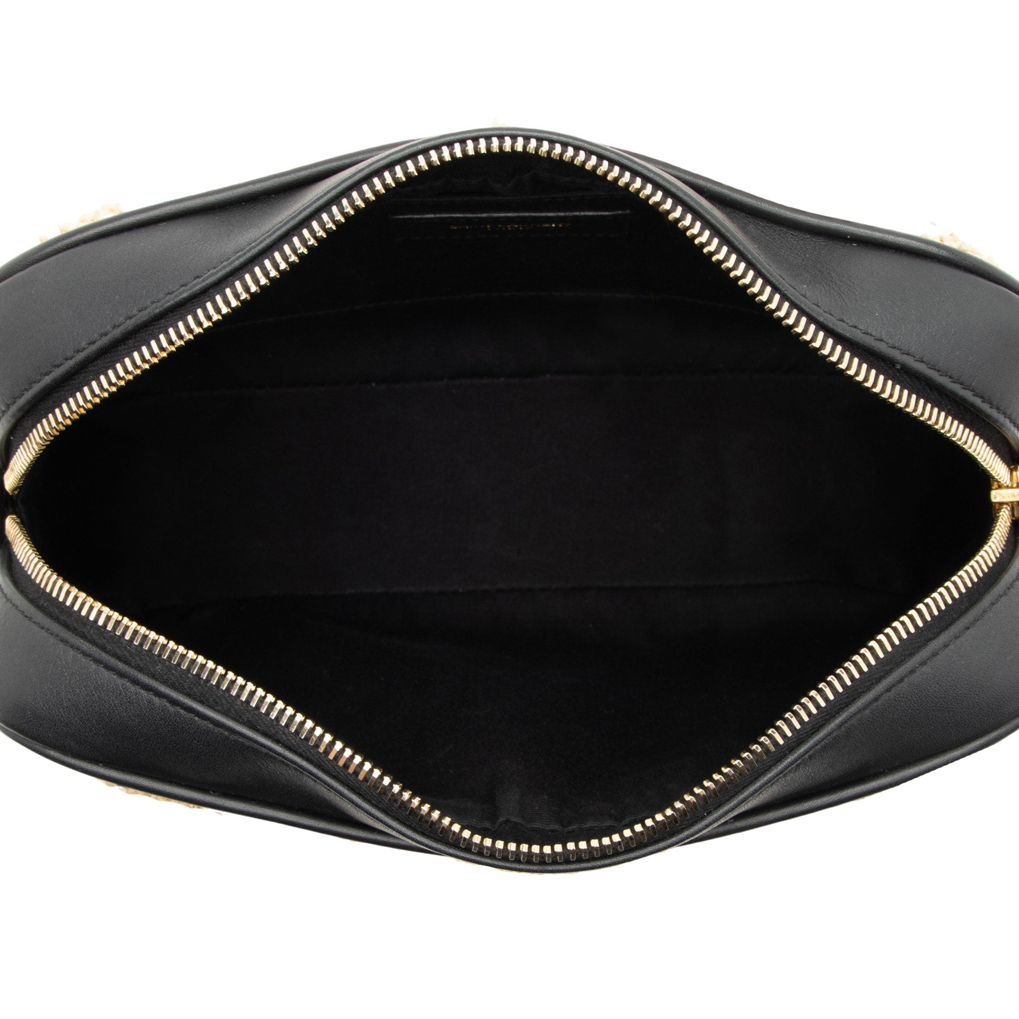Saint Laurent Raffia Calfskin Monogram Lou Camera Bag