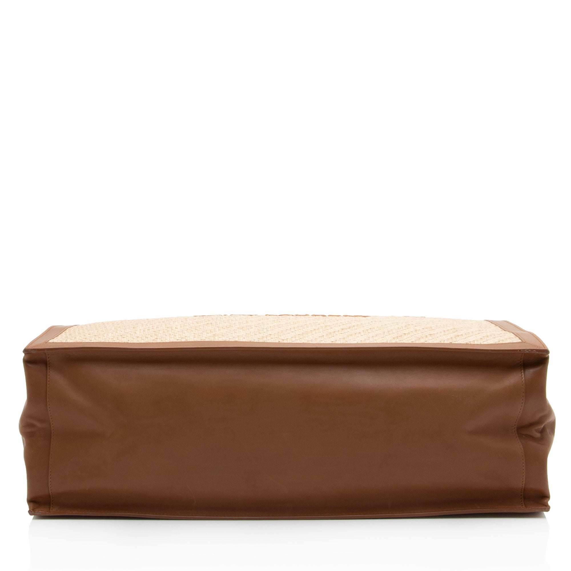Saint Laurent Raffia Calfskin Rive Gauche Large Tote