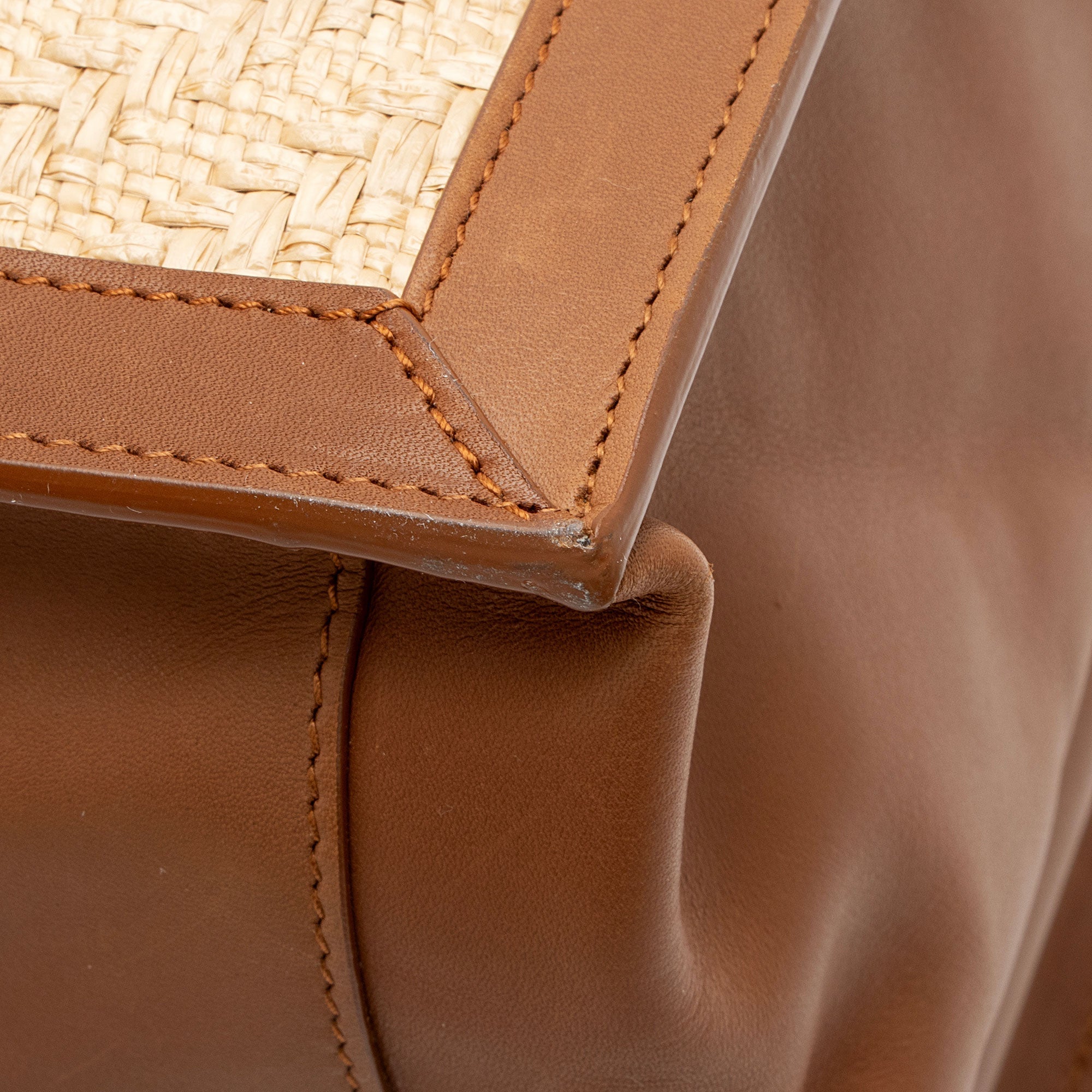 Saint Laurent Raffia Calfskin Rive Gauche Large Tote