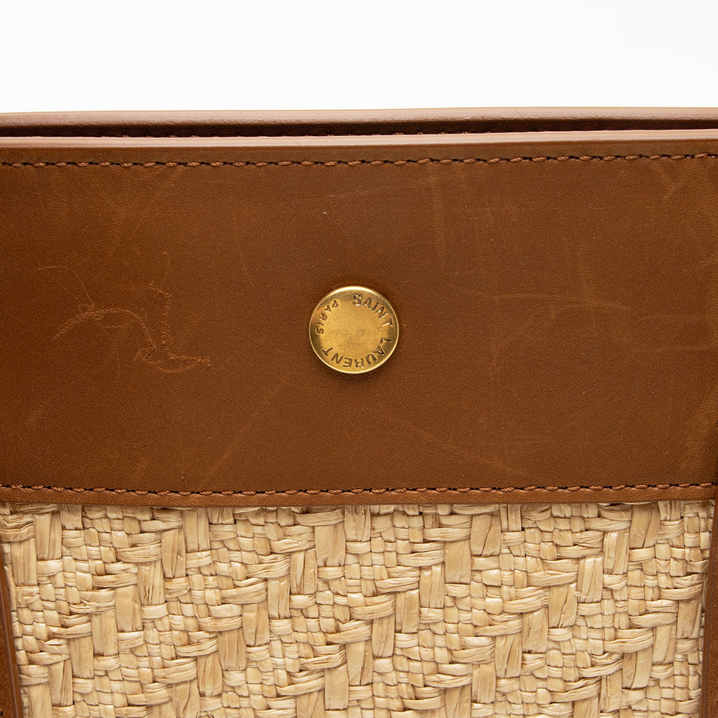 Saint Laurent Raffia Calfskin Rive Gauche Large Tote