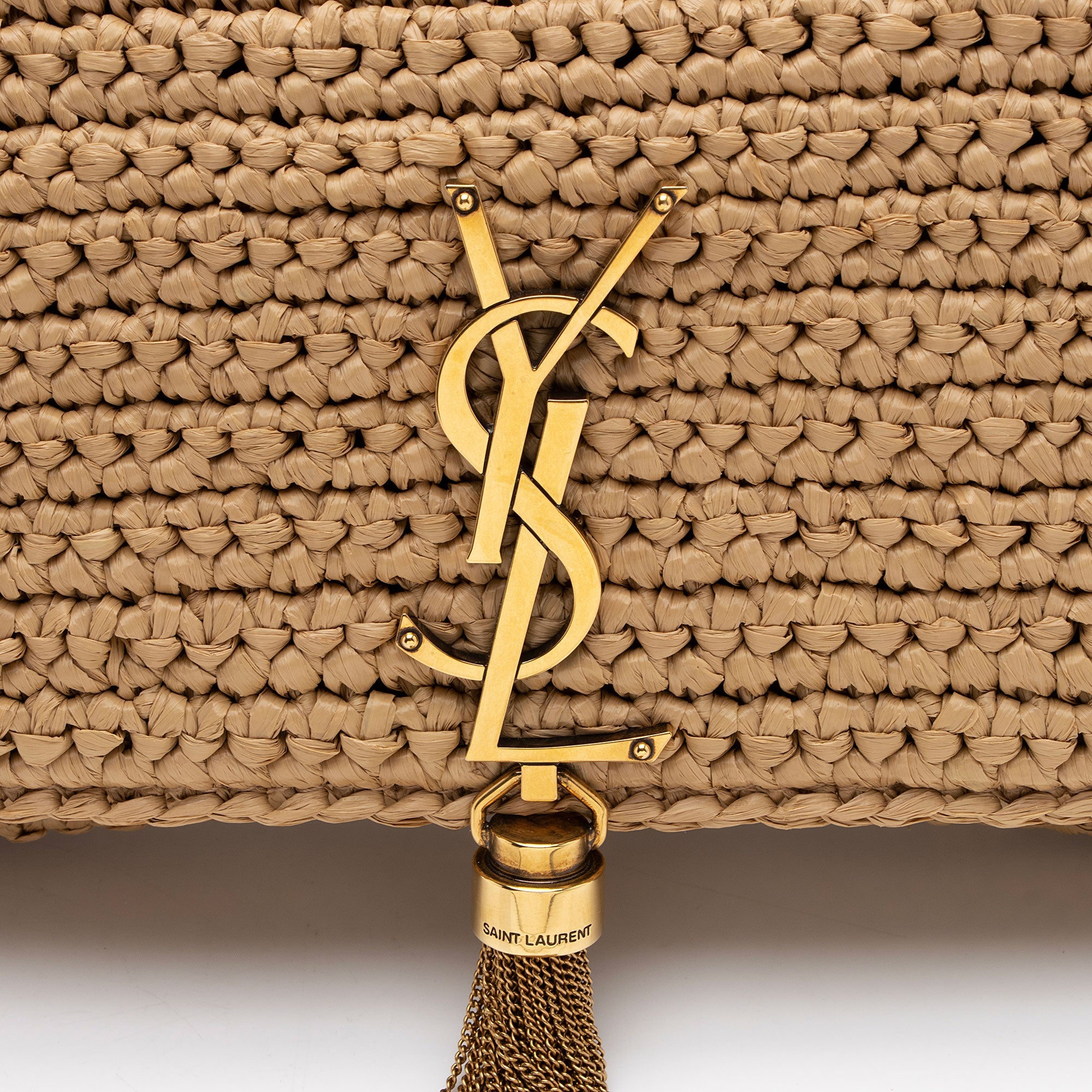 Saint Laurent Raffia Kate 99 Tassel Shoulder Bag