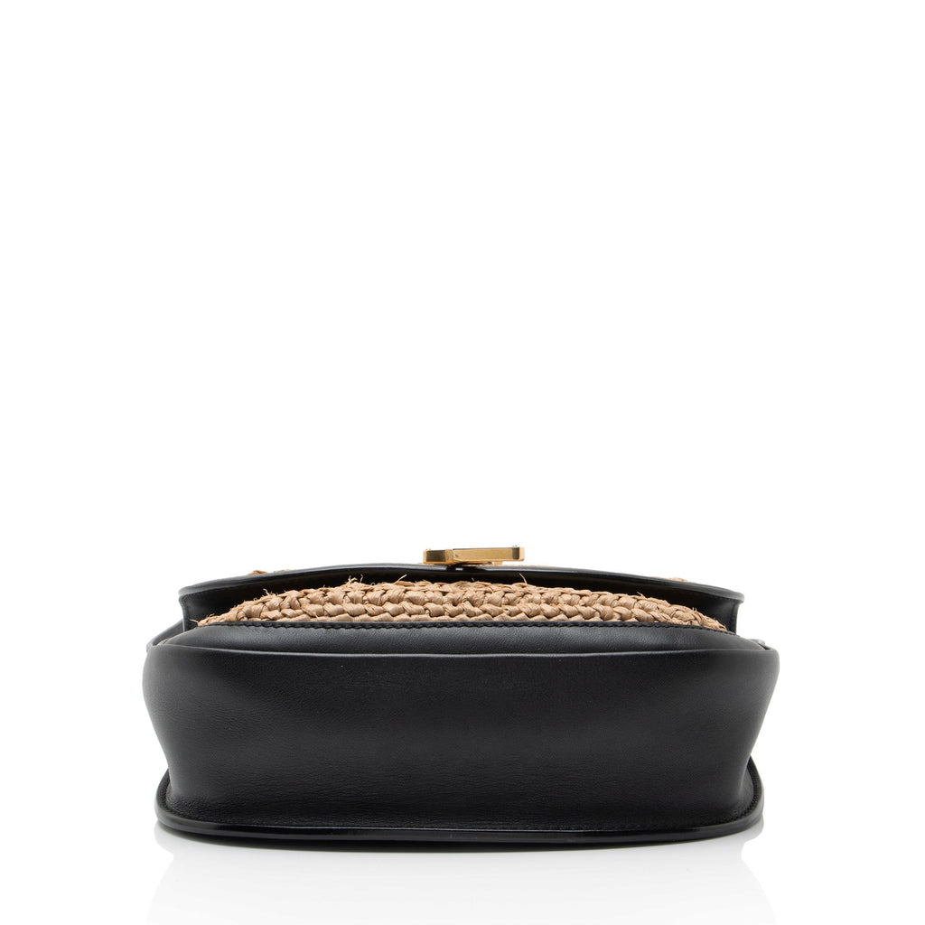 Saint Laurent Raffia Leather Kaia Medium Shoulder Bag