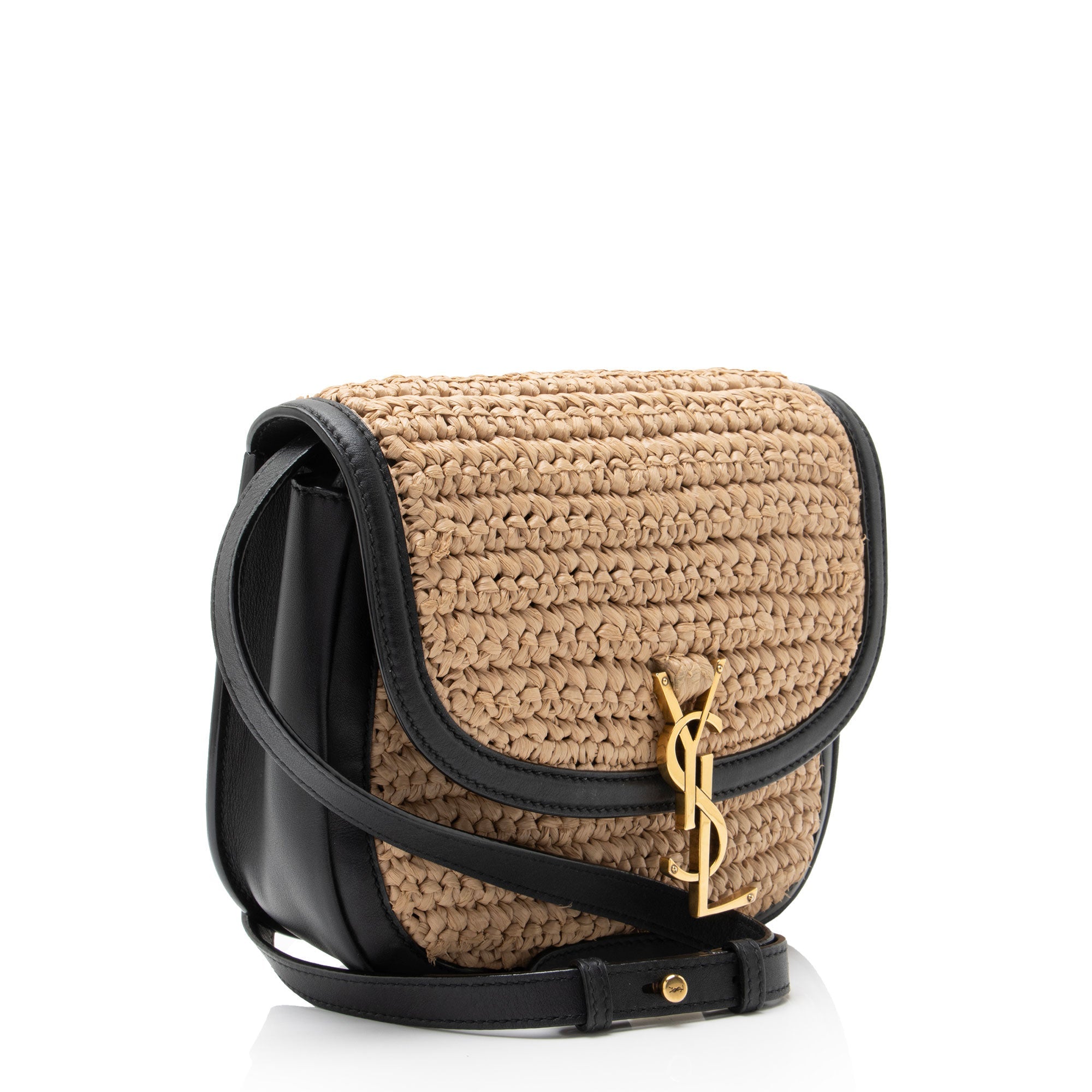 Saint Laurent Raffia Leather Kaia Medium Shoulder Bag