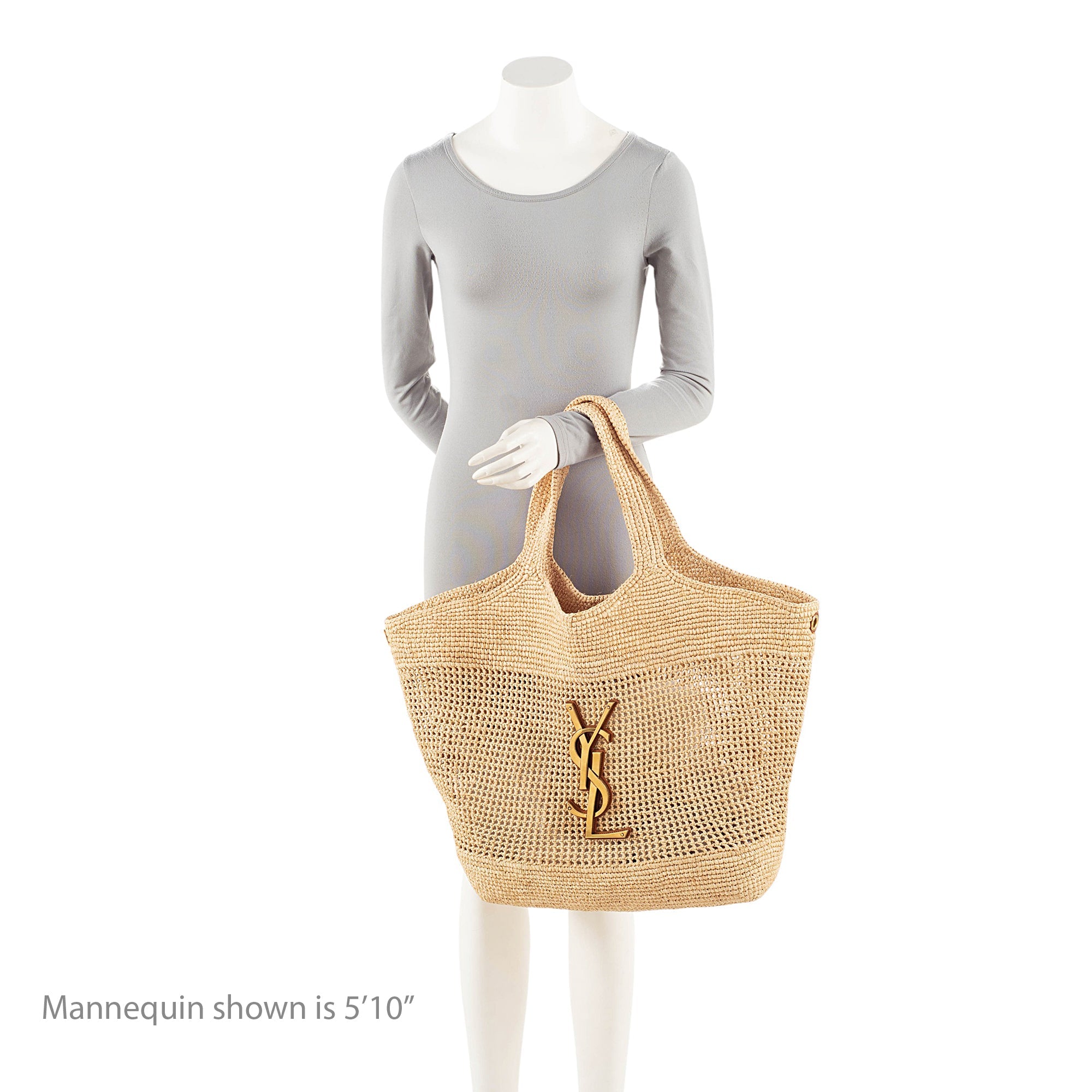 Saint Laurent Raffia Monogram Icare Maxi Shopping Tote