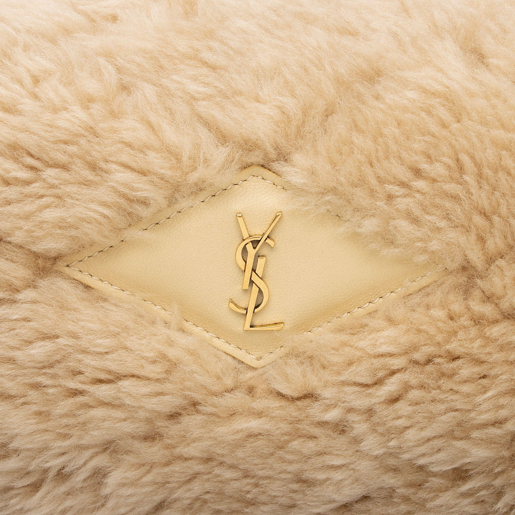 Saint Laurent Shearling Lambskin Puffer Sade Clutch - FINAL SALE (SHF-OG4bp5)