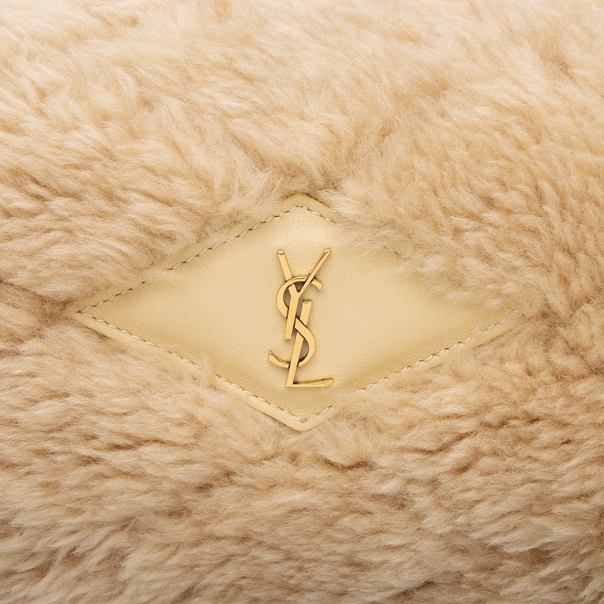 Saint Laurent Shearling Lambskin Puffer Sade Clutch - FINAL SALE (SHF-OG4bp5)